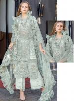 Cotton Mint Party Wear Embroidery Work Pakistani Suit